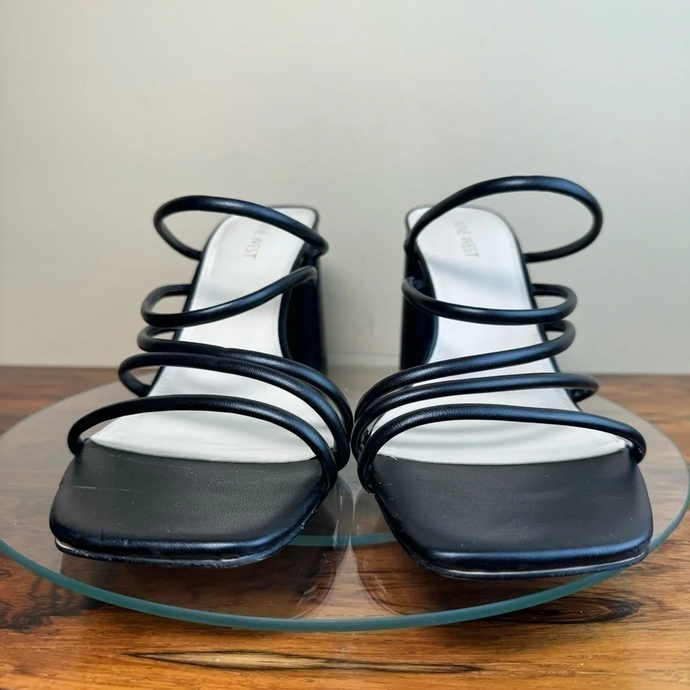 NINE WEST Strappy Open Toe Heel Sandals Platform Block Heels Size 13
